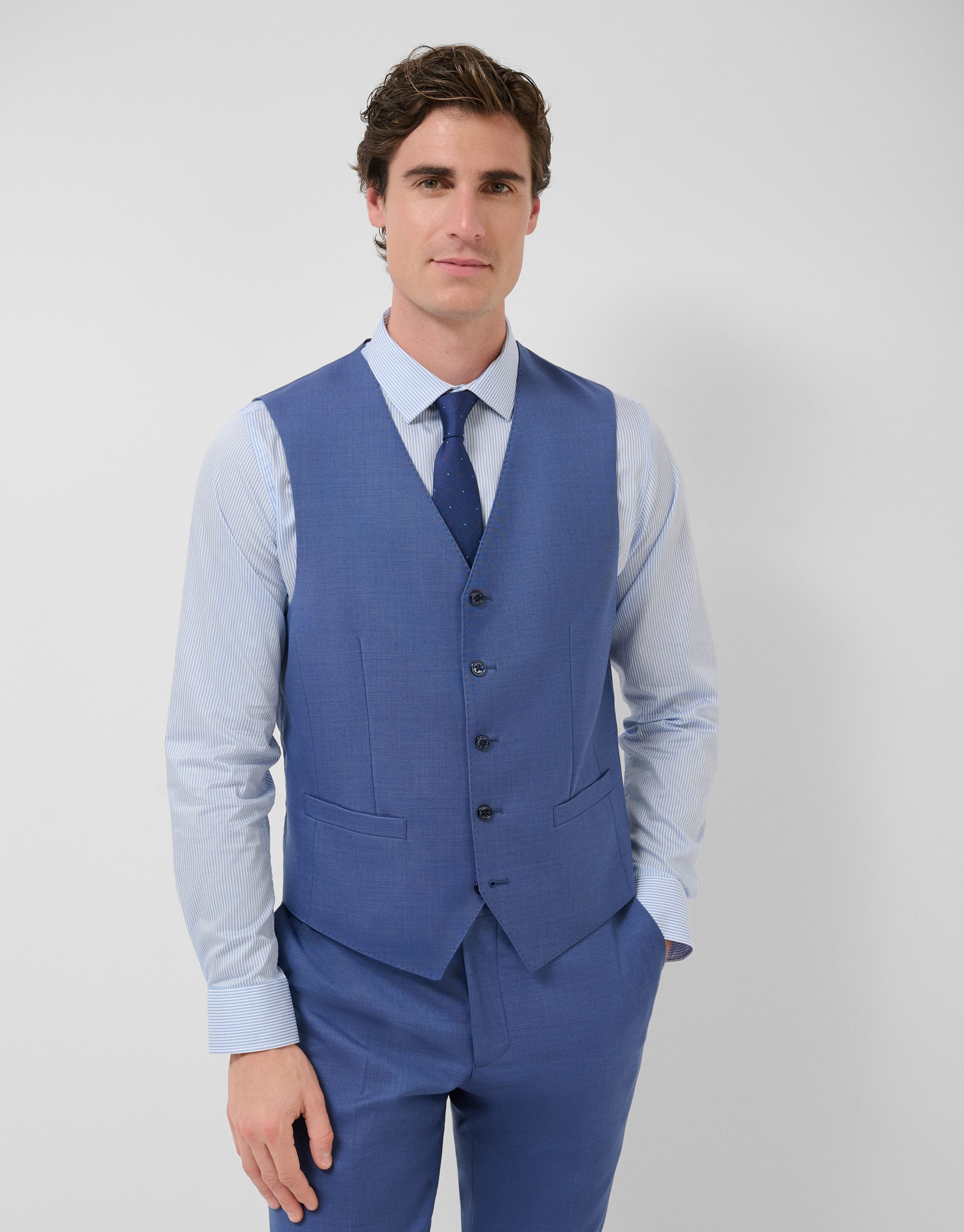 Plain greyish blue wool waistcoat - Man | Roberto Verino