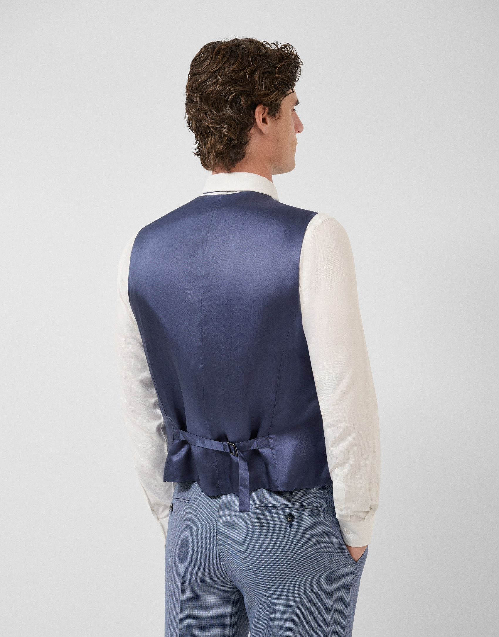 Blue-grey bird's eye waistcoat - Man - SS2026 | Roberto Verino