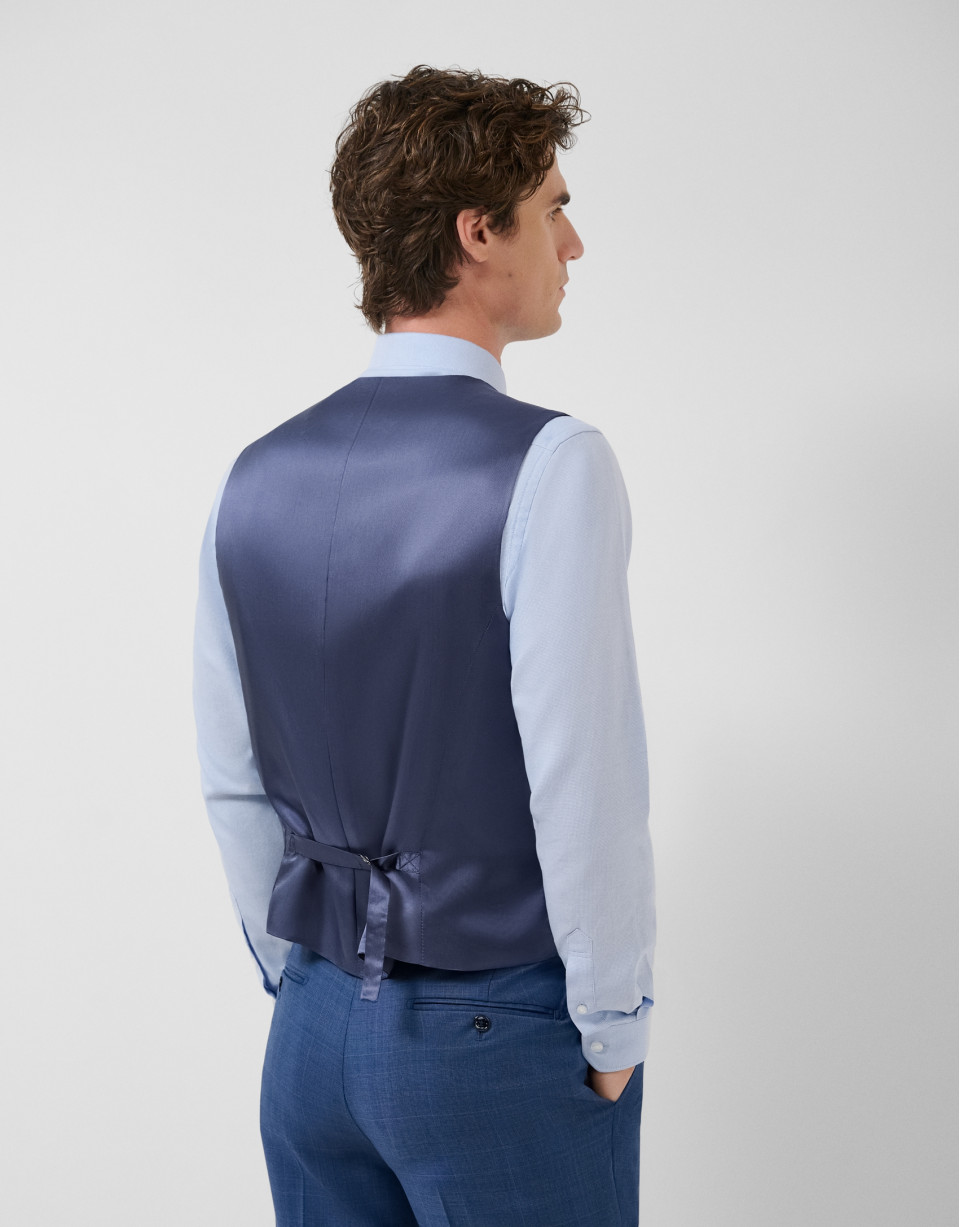 Ink blue checked waistcoat - Man - SS2026 | Roberto Verino