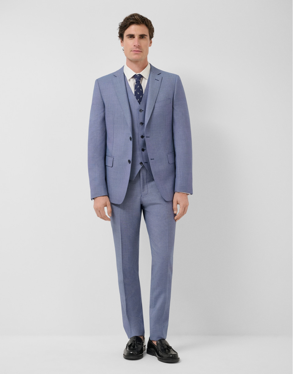 Blue-grey bird's eye waistcoat - Man - SS2026 | Roberto Verino