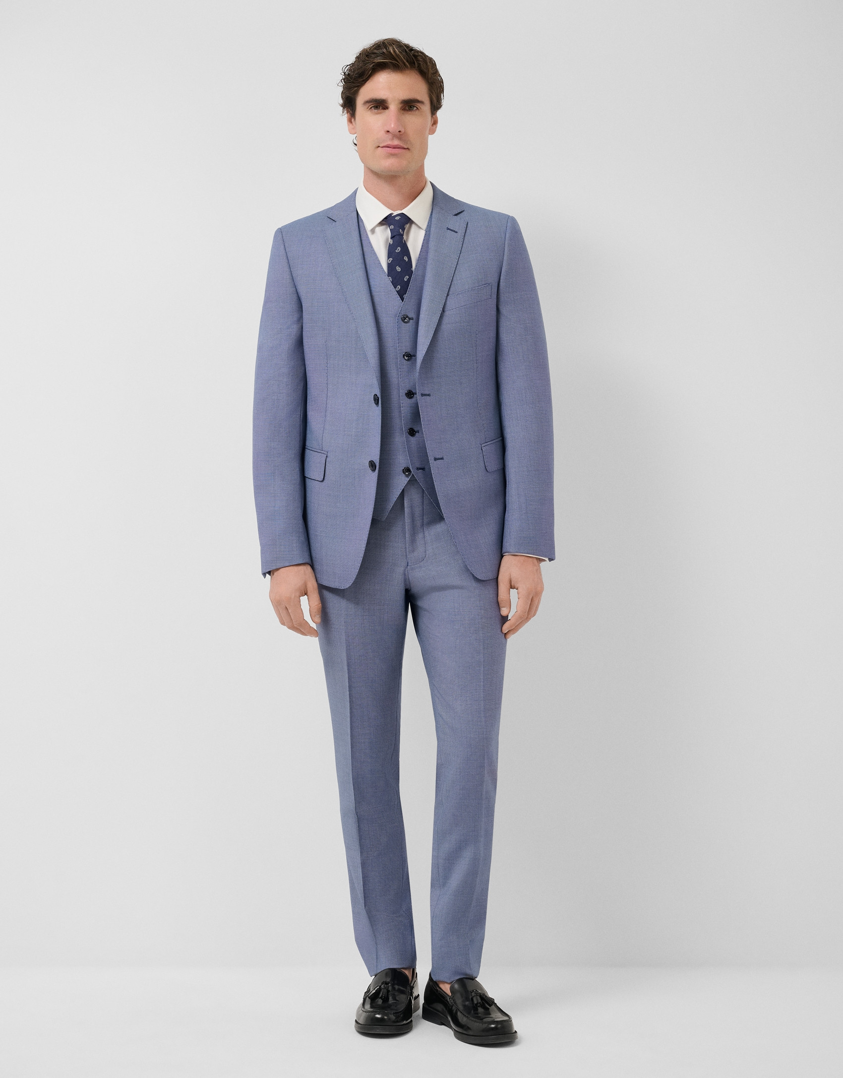 Blue-grey bird's eye waistcoat - Man - SS2026 | Roberto Verino