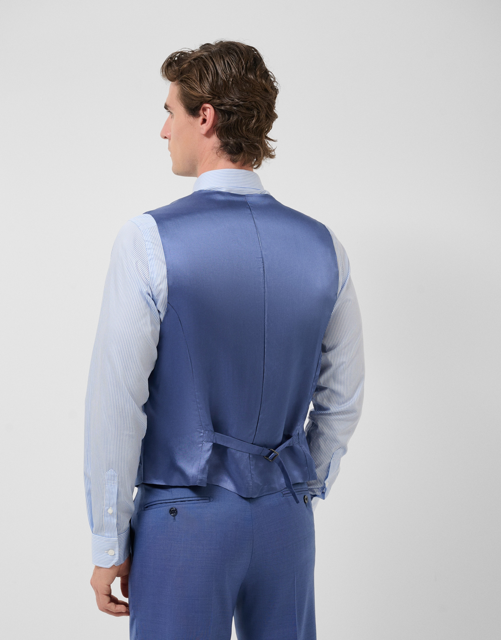 Plain greyish blue wool waistcoat - Man | Roberto Verino