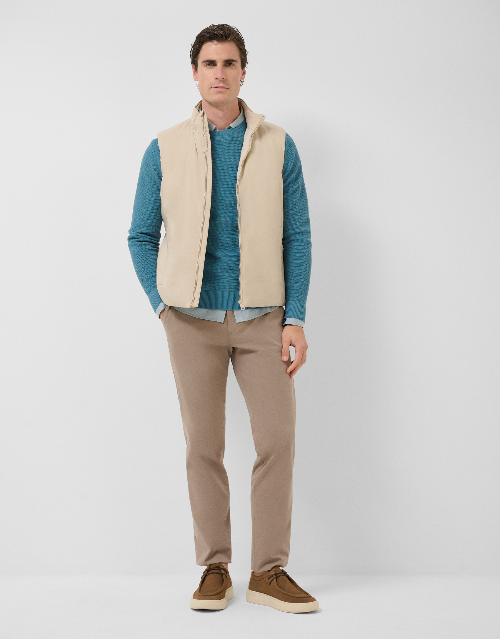 Ecru padded gilet - Man - SS2026 | Roberto Verino