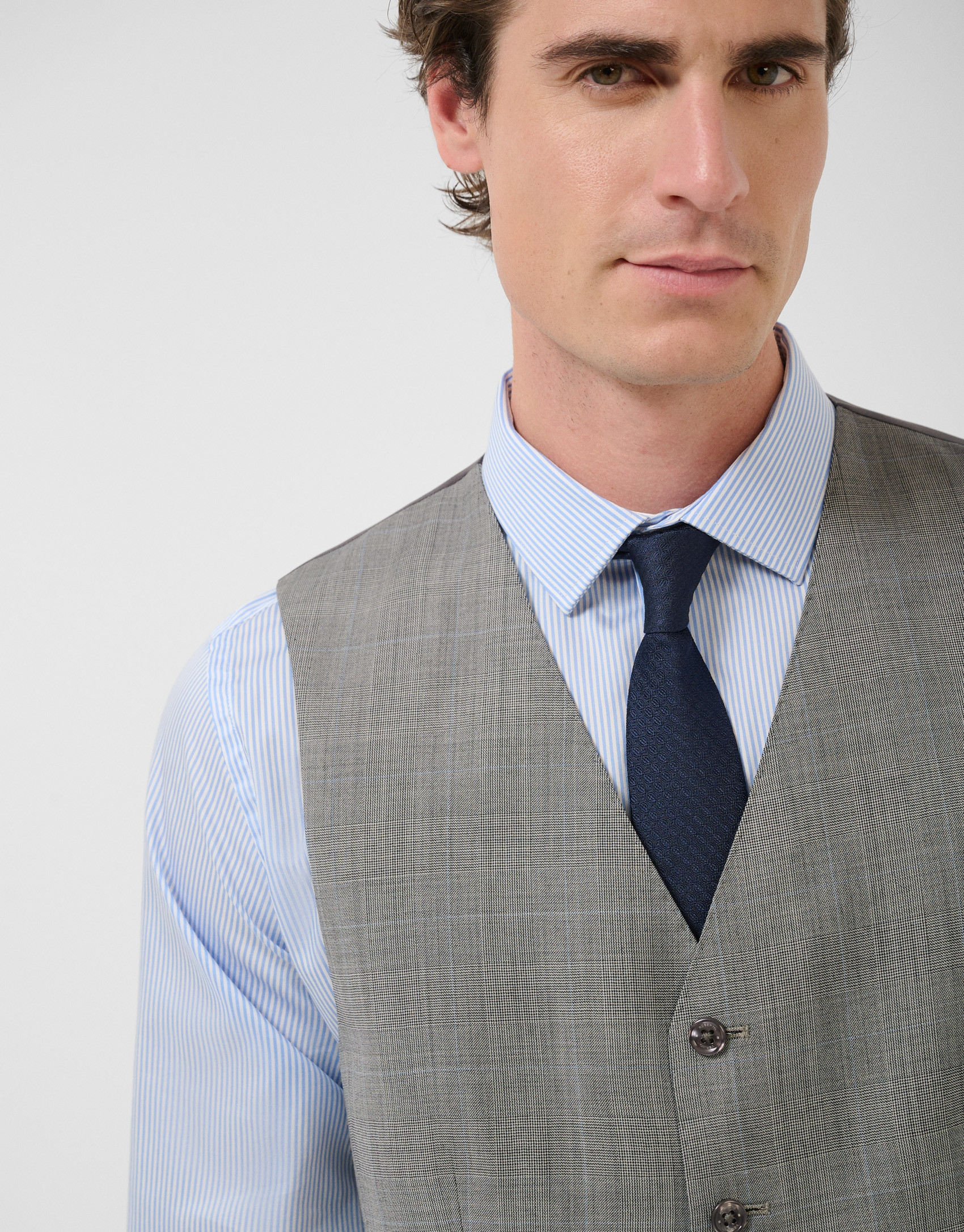 Grey checked waistcoat - Man - SS2026 | Roberto Verino
