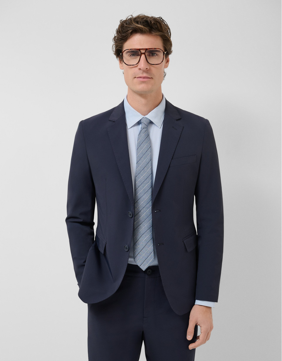 Navy blue technical fabric blazer - Man | Roberto Verino