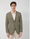 Comfort jacket in khaki/white cotton/linen knit | Roberto Verino