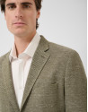 Comfort jacket in khaki/white cotton/linen knit | Roberto Verino
