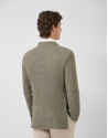 Comfort jacket in khaki/white cotton/linen knit | Roberto Verino