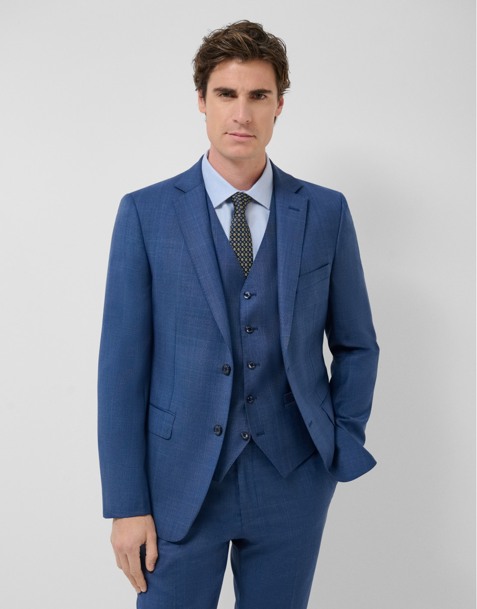 Traje half canvas slim fit cuadros azul tinta | Roberto Verino