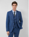 Half canvas slim fit suit in ink blue check | Roberto Verino