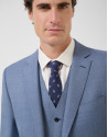 Half canvas slim fit suit in blue-grey bird's... | Roberto Verino