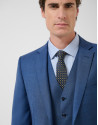Half canvas slim fit suit in ink blue check | Roberto Verino