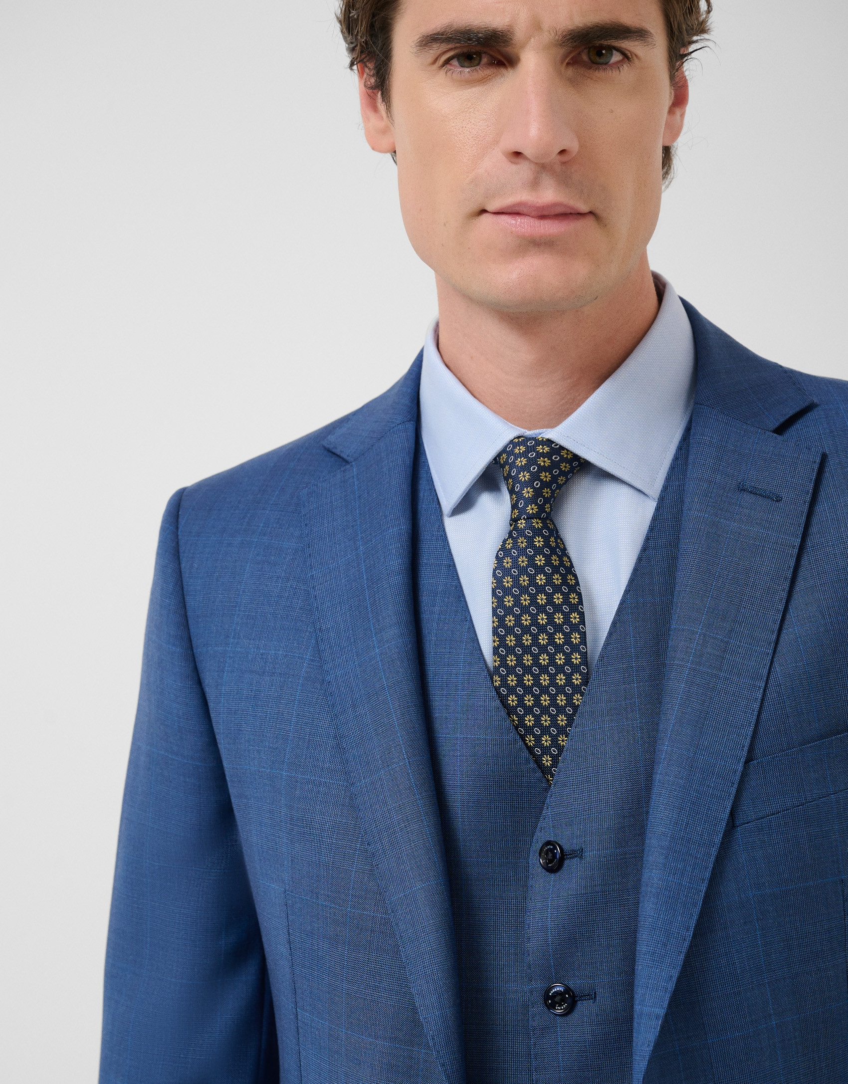 Traje half canvas slim fit cuadros azul tinta | Roberto Verino