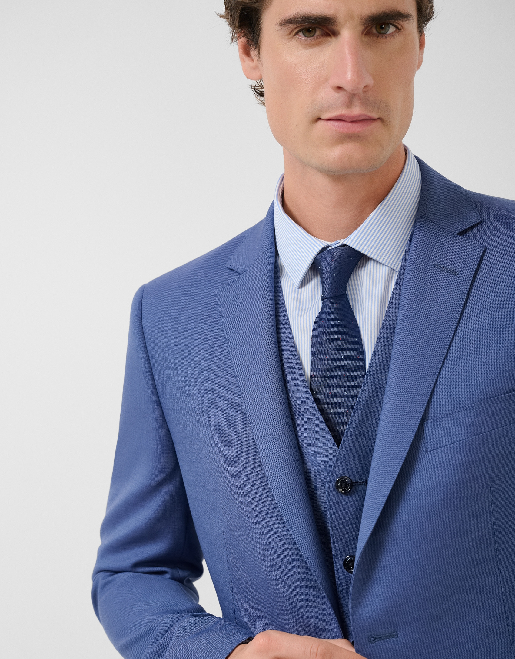 Traje half canvas slim fit liso azul grisáceo | Roberto Verino