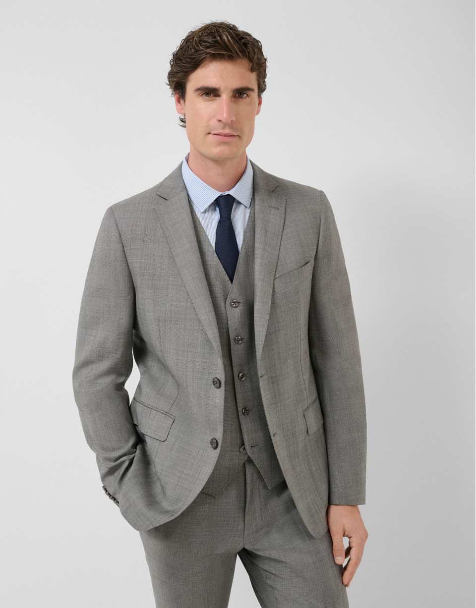 Half canvas slim fit suit in grey check - Man | Roberto Verino