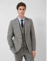 Half canvas slim fit suit in grey check - Man | Roberto Verino