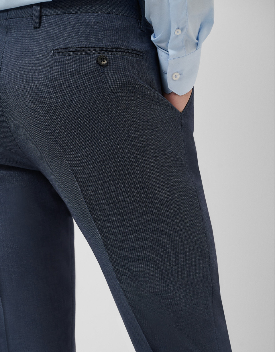 Slim fit half canvas suit in navy blue faux ... | Roberto Verino