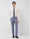 Half canvas slim fit suit in blue-grey bird's... | Roberto Verino