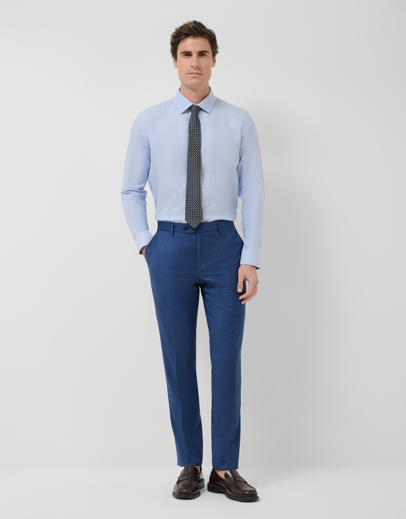 Traje half canvas slim fit cuadros azul tinta | Roberto Verino