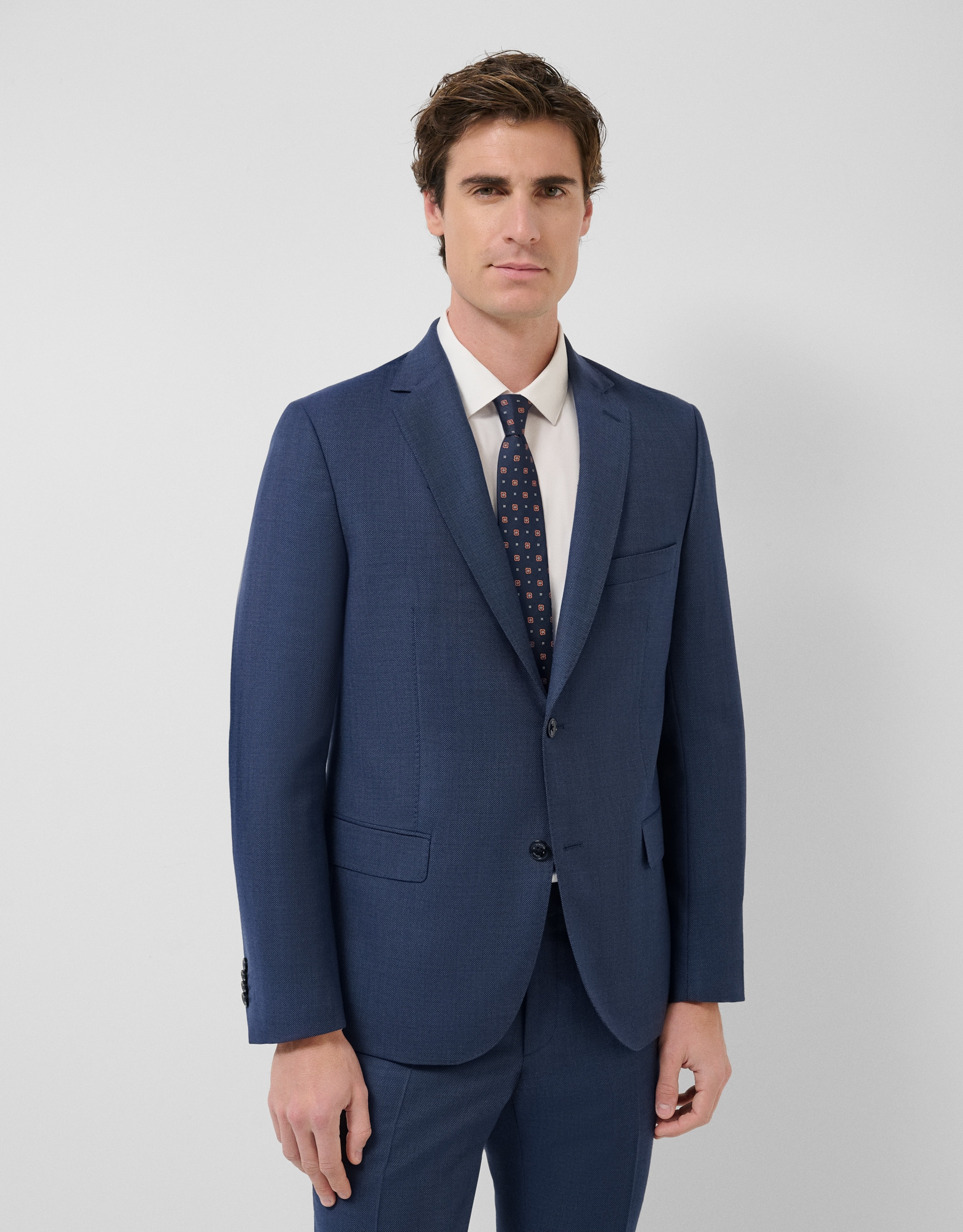 Traje half canvas slim fit ojo de perdiz azul | Roberto Verino