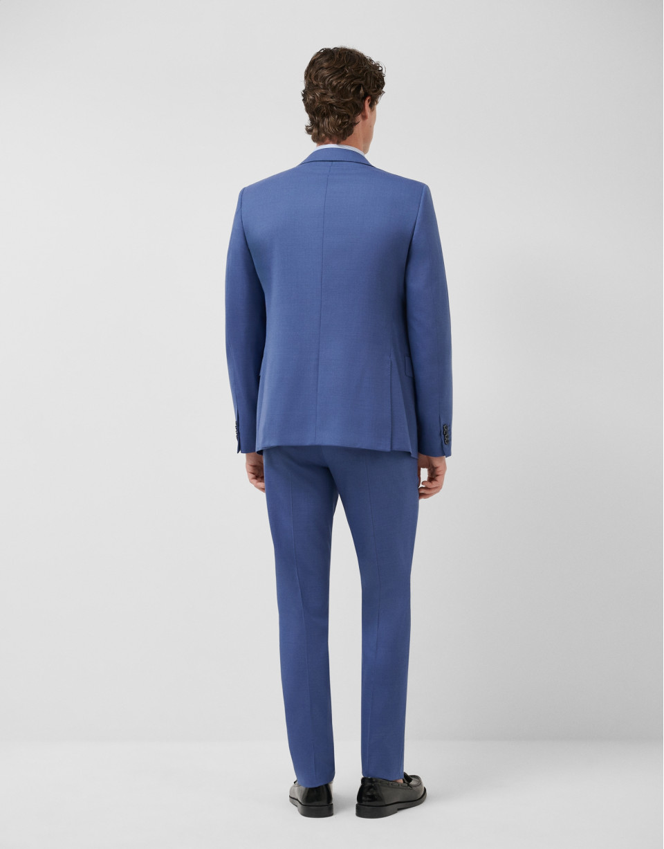 Half canvas slim fit suit in plain blue-grey | Roberto Verino