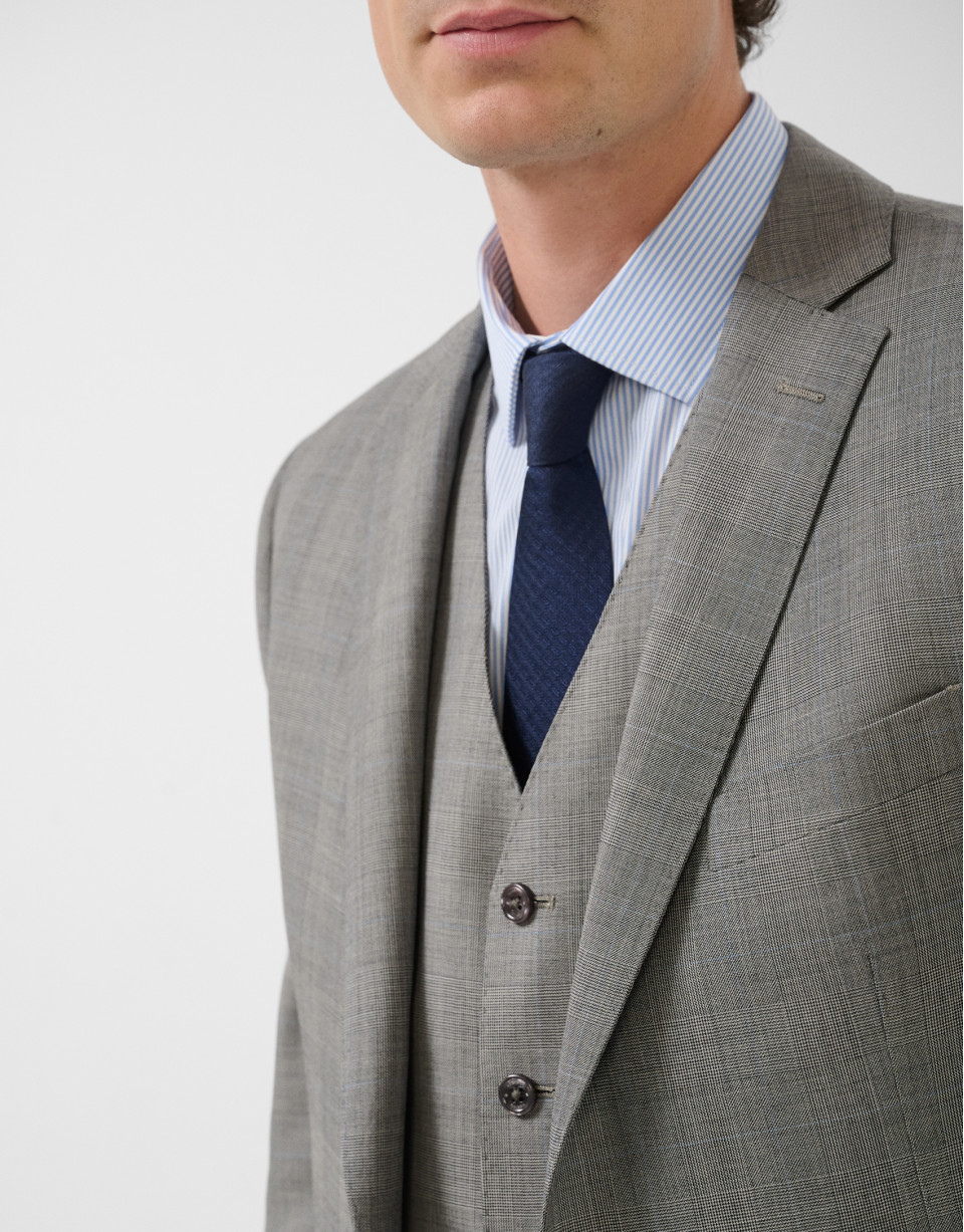 Half canvas slim fit suit in grey check - Man | Roberto Verino