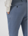 Half canvas slim fit suit in blue-grey bird's... | Roberto Verino