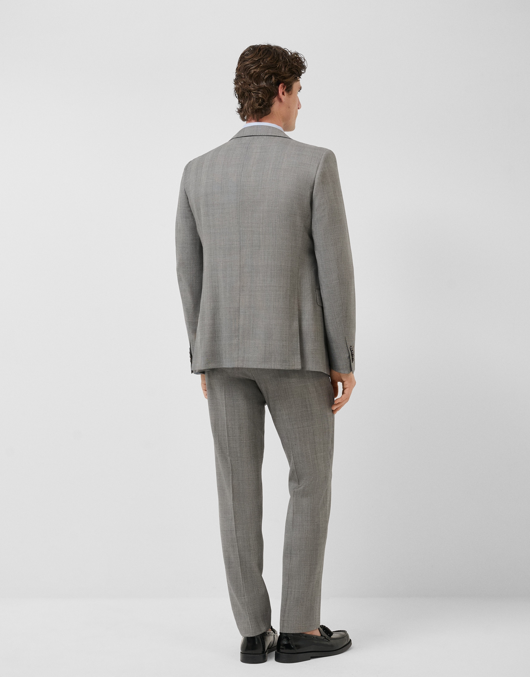 Half canvas slim fit suit in grey check - Man | Roberto Verino