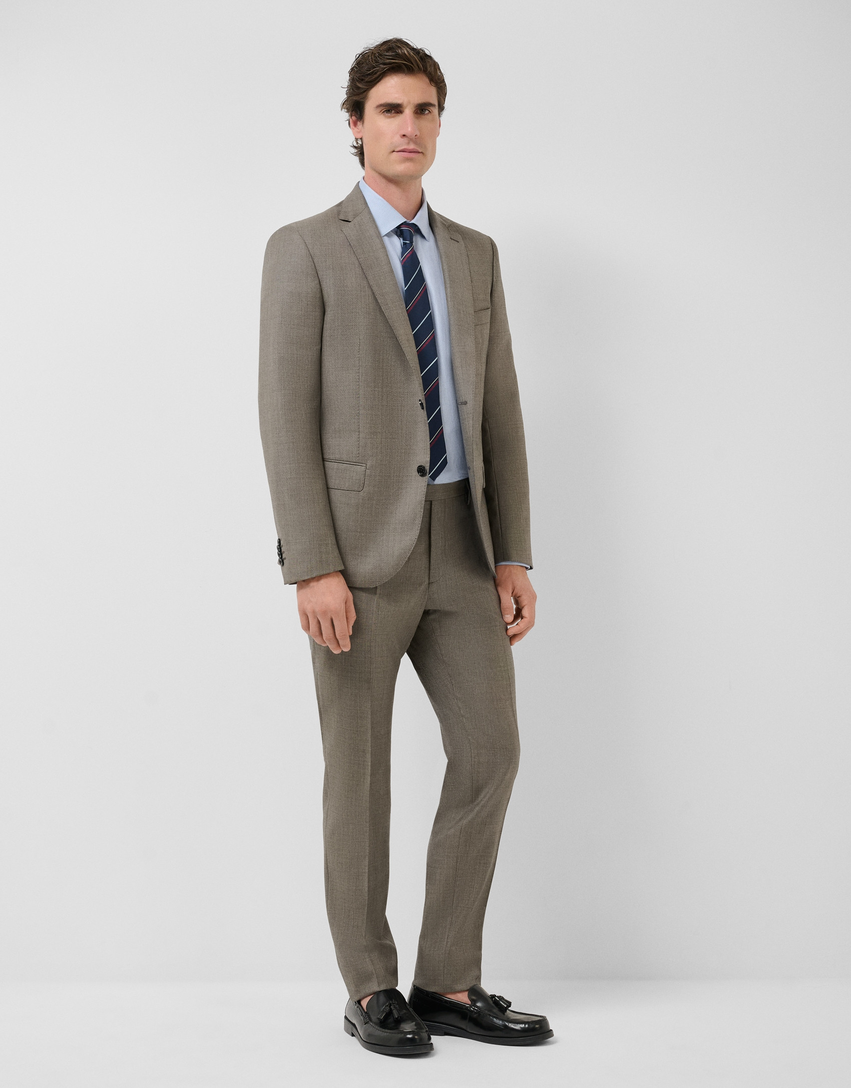 Slim fit mink wool half canvas suit - Man | Roberto Verino