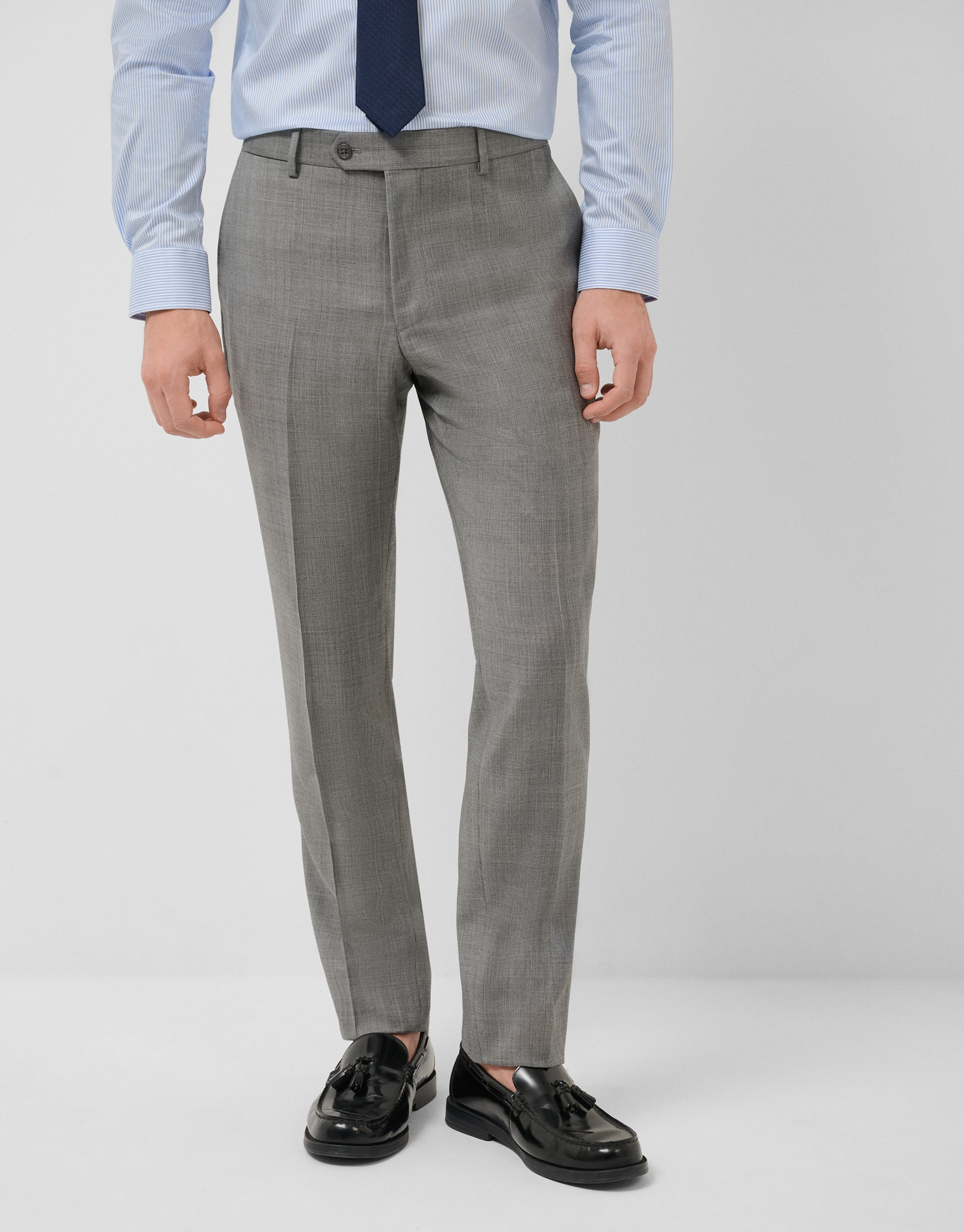 Half canvas slim fit suit in grey check - Man | Roberto Verino