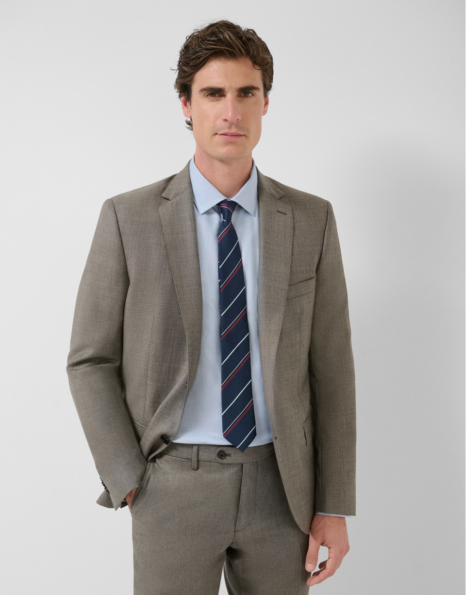 Traje half canvas slim fit lana visón - Hombre | Roberto Verino