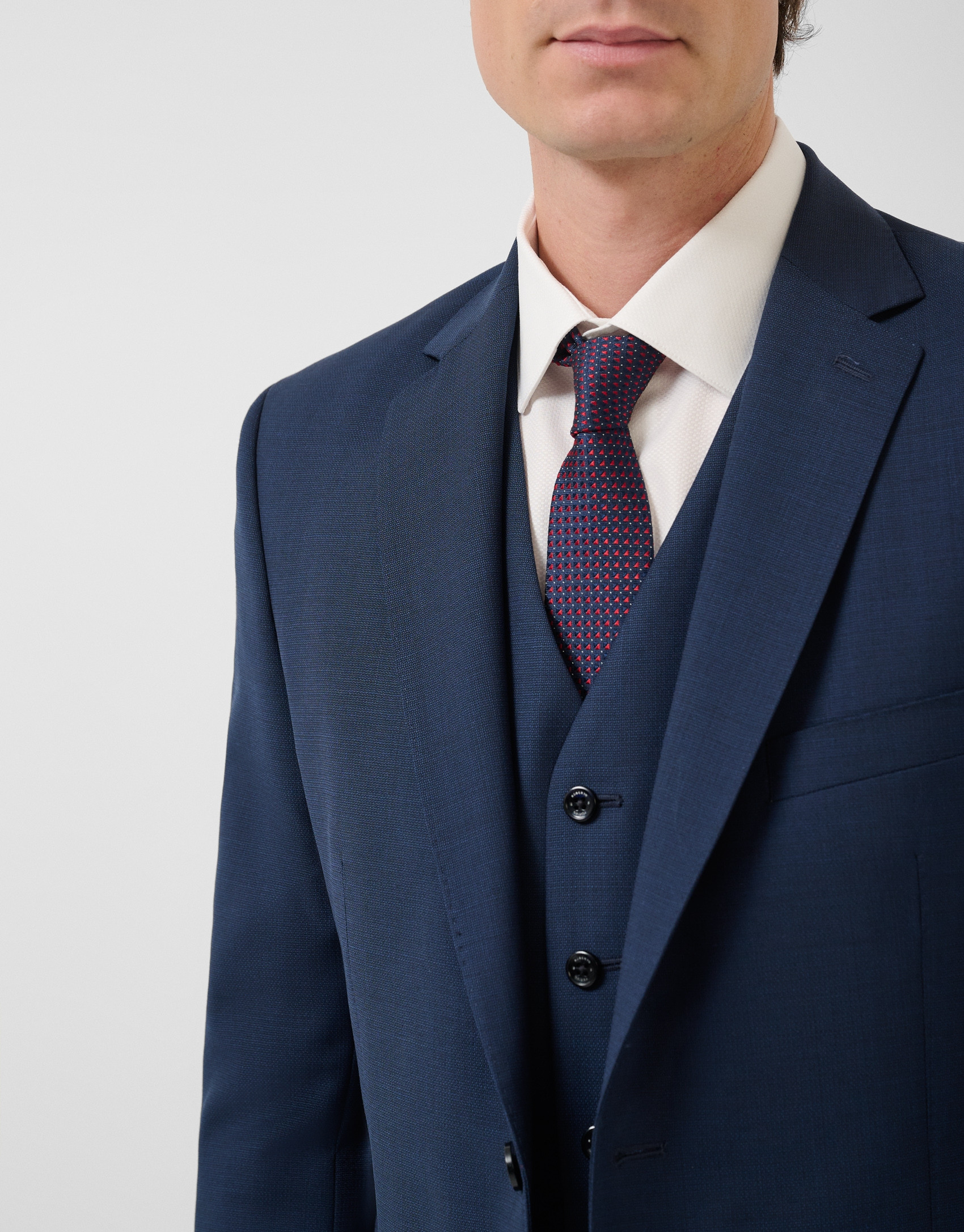 Regular fit dark blue faux smooth half canvas... | Roberto Verino