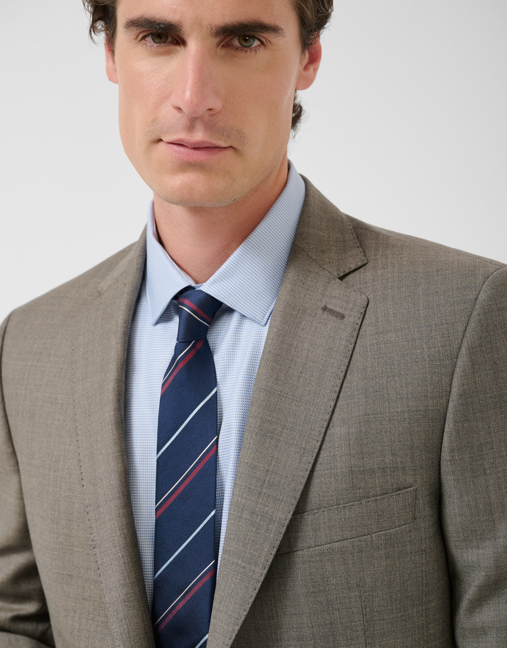 Slim fit mink wool half canvas suit - Man | Roberto Verino