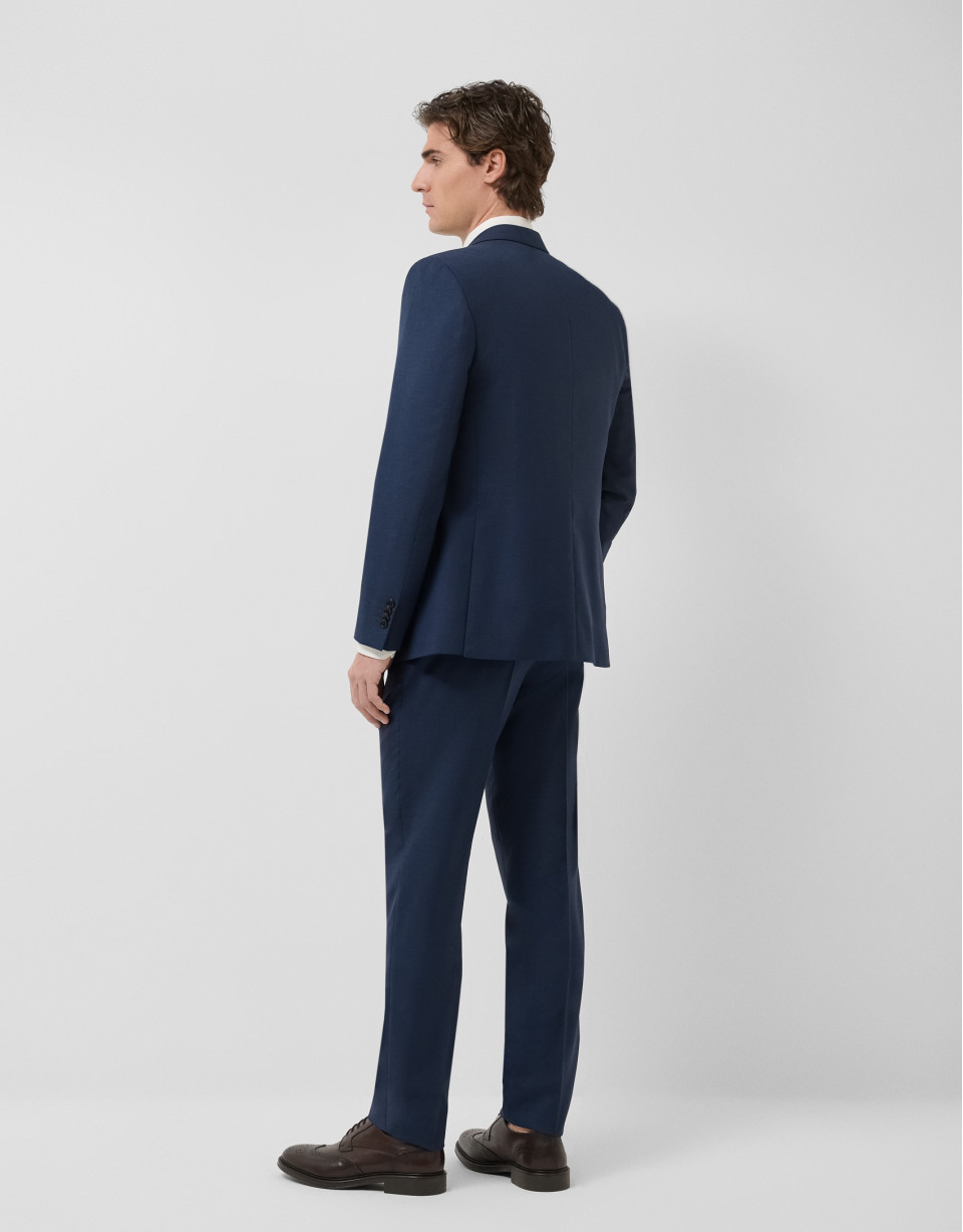 Regular fit dark blue faux smooth half canvas... | Roberto Verino