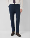 Regular fit dark blue faux smooth half canvas... | Roberto Verino