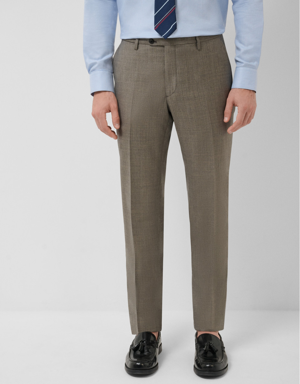 Traje half canvas slim fit lana visón - Hombre | Roberto Verino