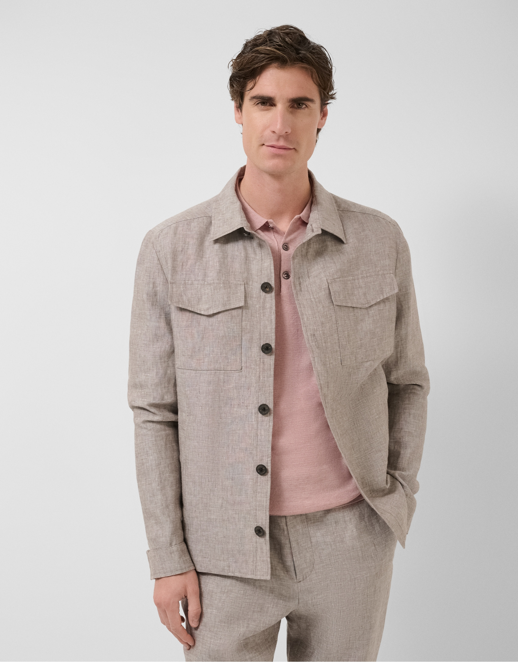 Grey linen overshirt - Man - SS2026 | Roberto Verino