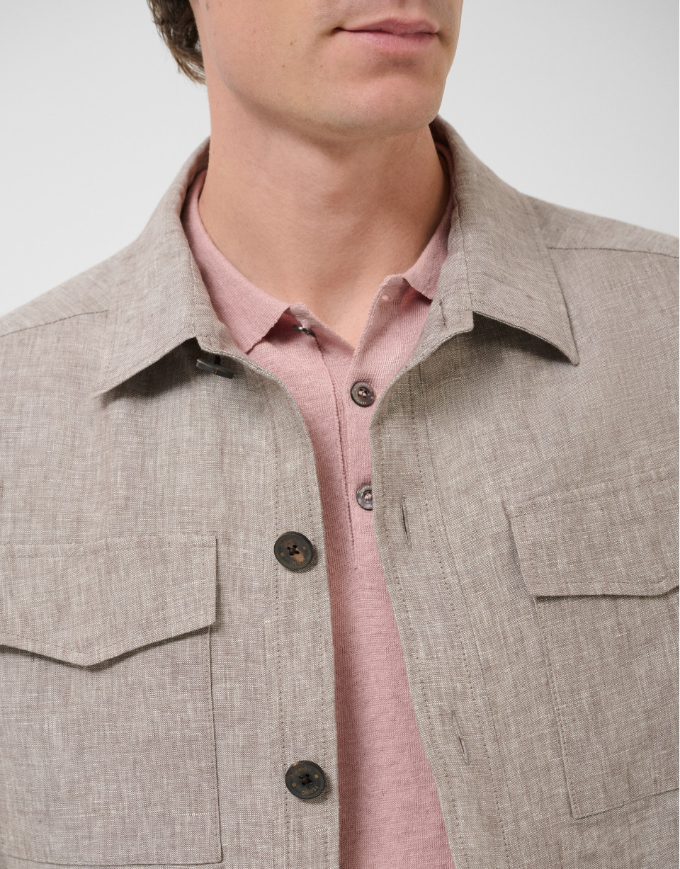 Grey linen overshirt - Man - SS2026 | Roberto Verino