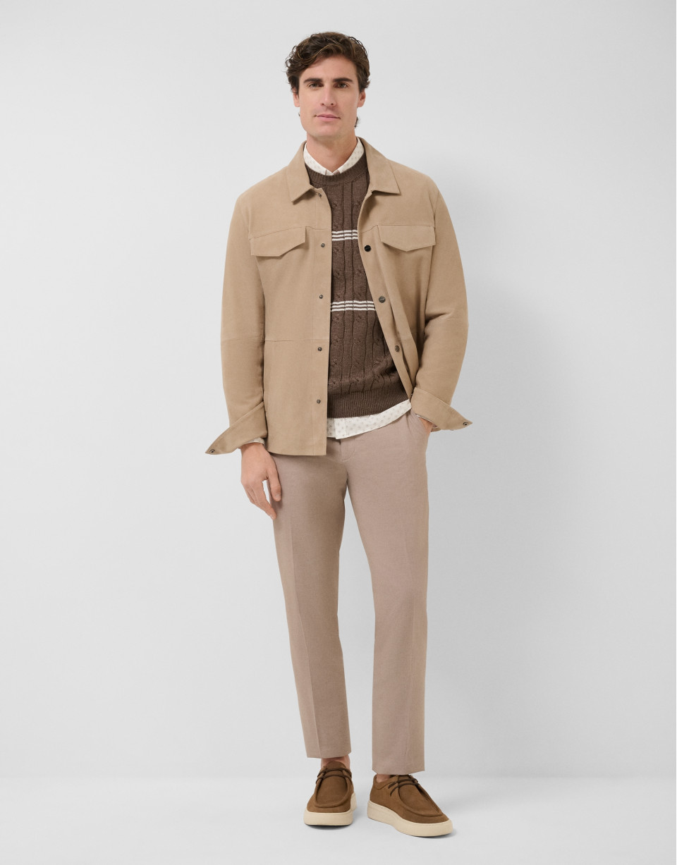 Beige nappa leather overshirt - Man - SS2026 | Roberto Verino