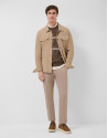 Beige nappa leather overshirt - Man - SS2026 | Roberto Verino