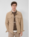 Beige nappa leather overshirt - Man - SS2026 | Roberto Verino