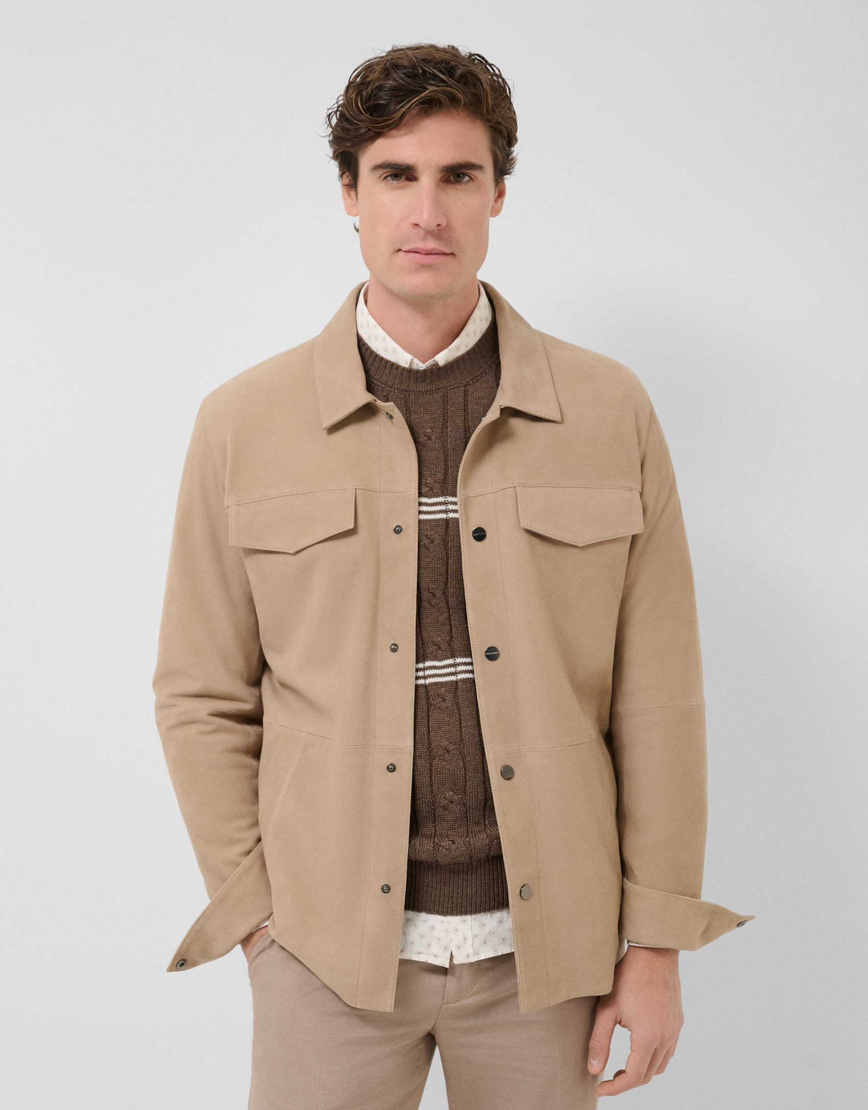 Sobrecamisa napa beige - Hombre - PV2026 | Roberto Verino