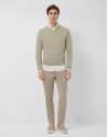 Light khaki high twist V-neck jumper - Man | Roberto Verino