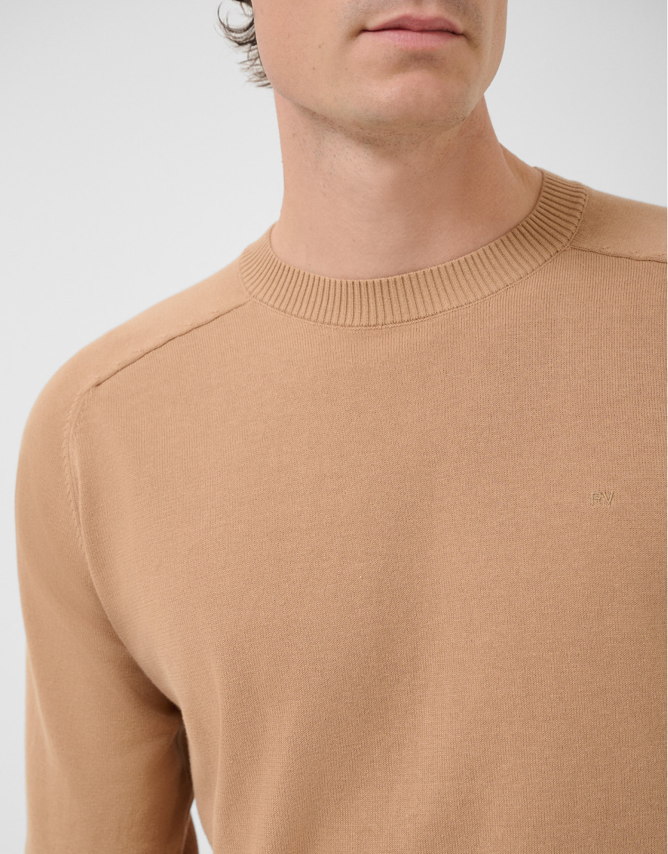 Jersey algodón liso high twist tostado - Hombre | Roberto Verino