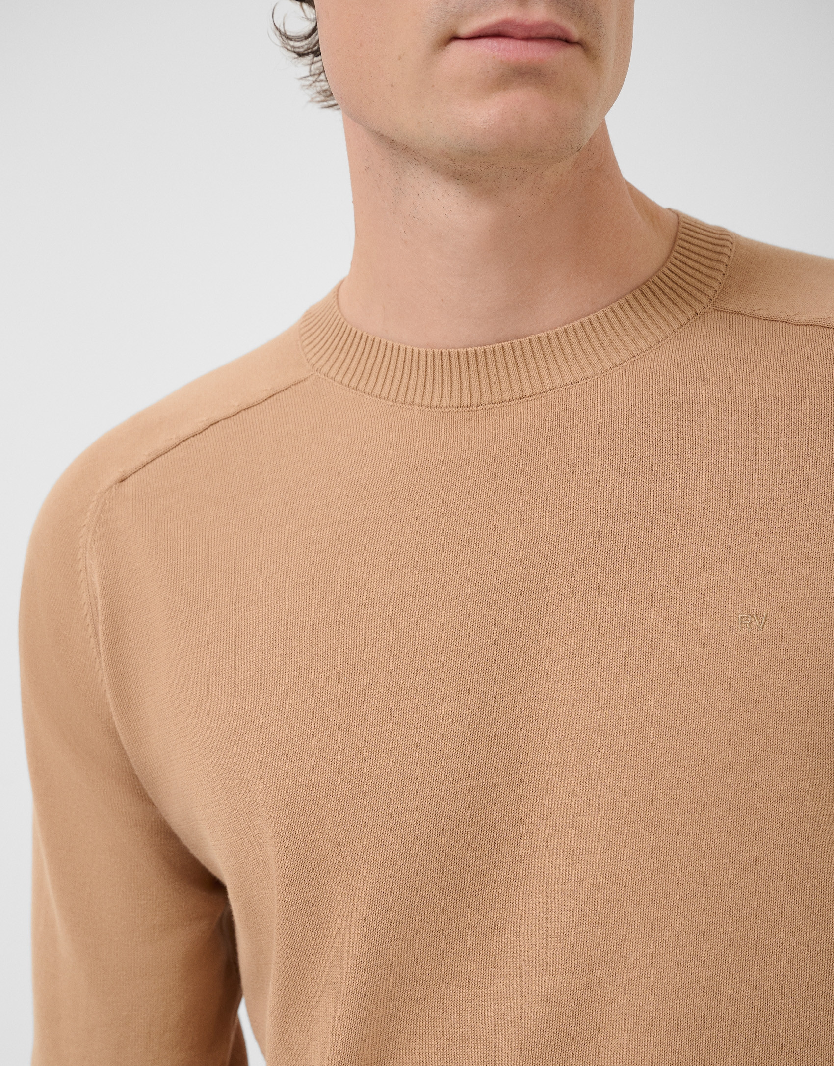Jersey algodón liso high twist tostado - Hombre | Roberto Verino