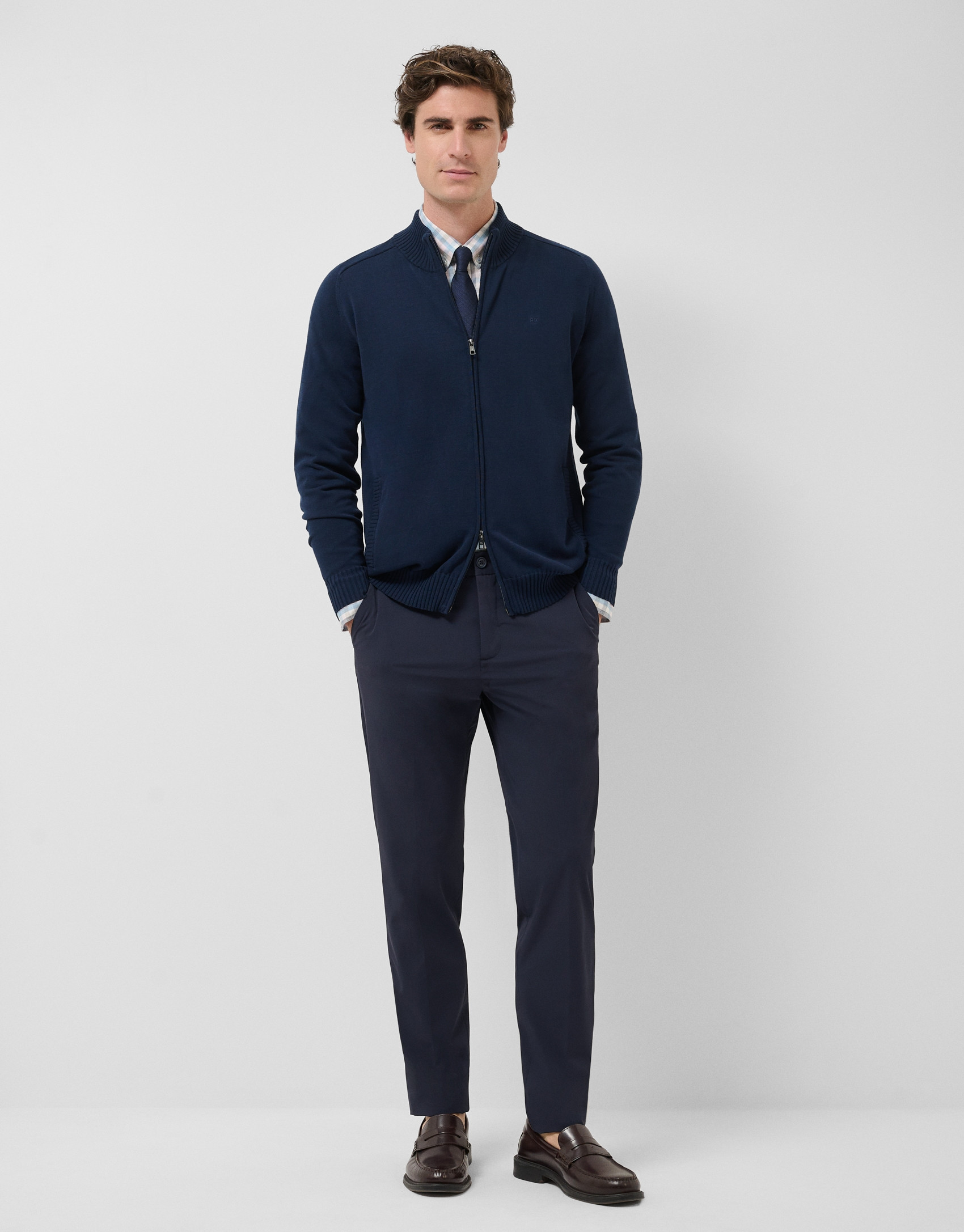 Navy zip-up jacket - Man - SS2026 | Roberto Verino