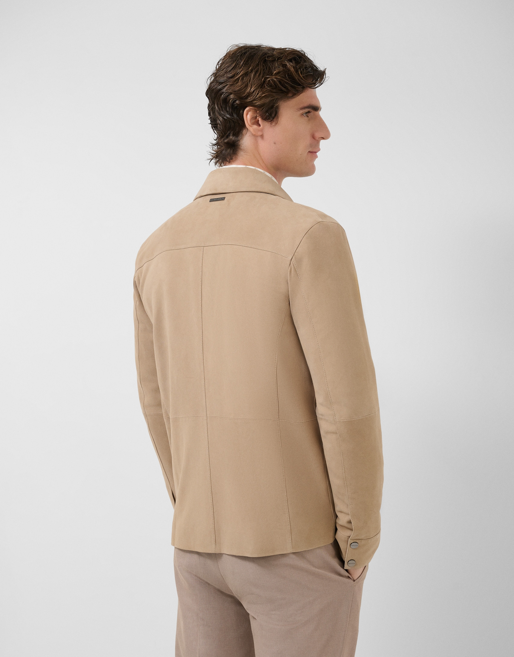 Beige nappa leather overshirt - Man - SS2026 | Roberto Verino