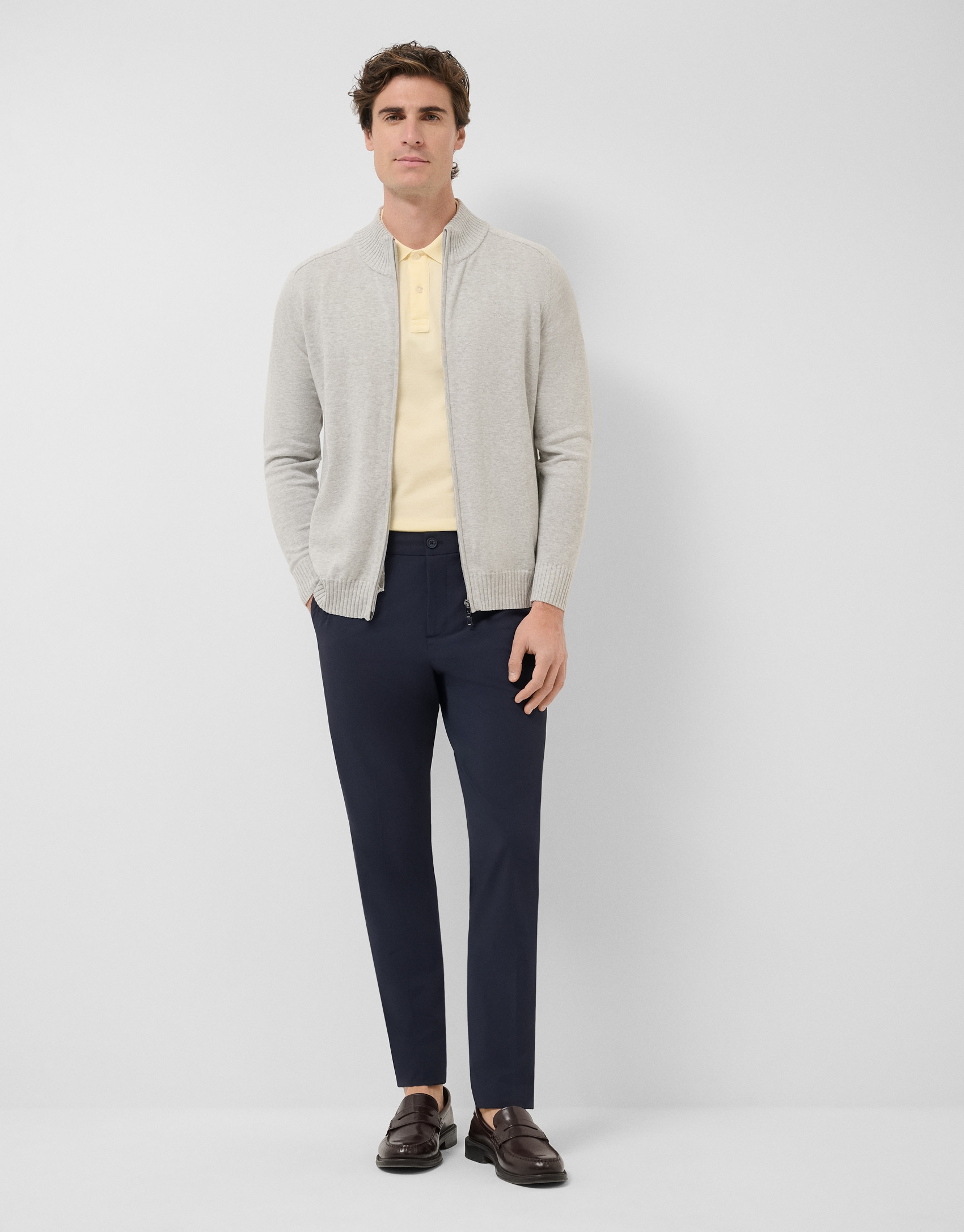 Light grey melange zip-up jacket - Man - SS2026 | Roberto Verino