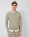 Light khaki high twist V-neck jumper - Man | Roberto Verino