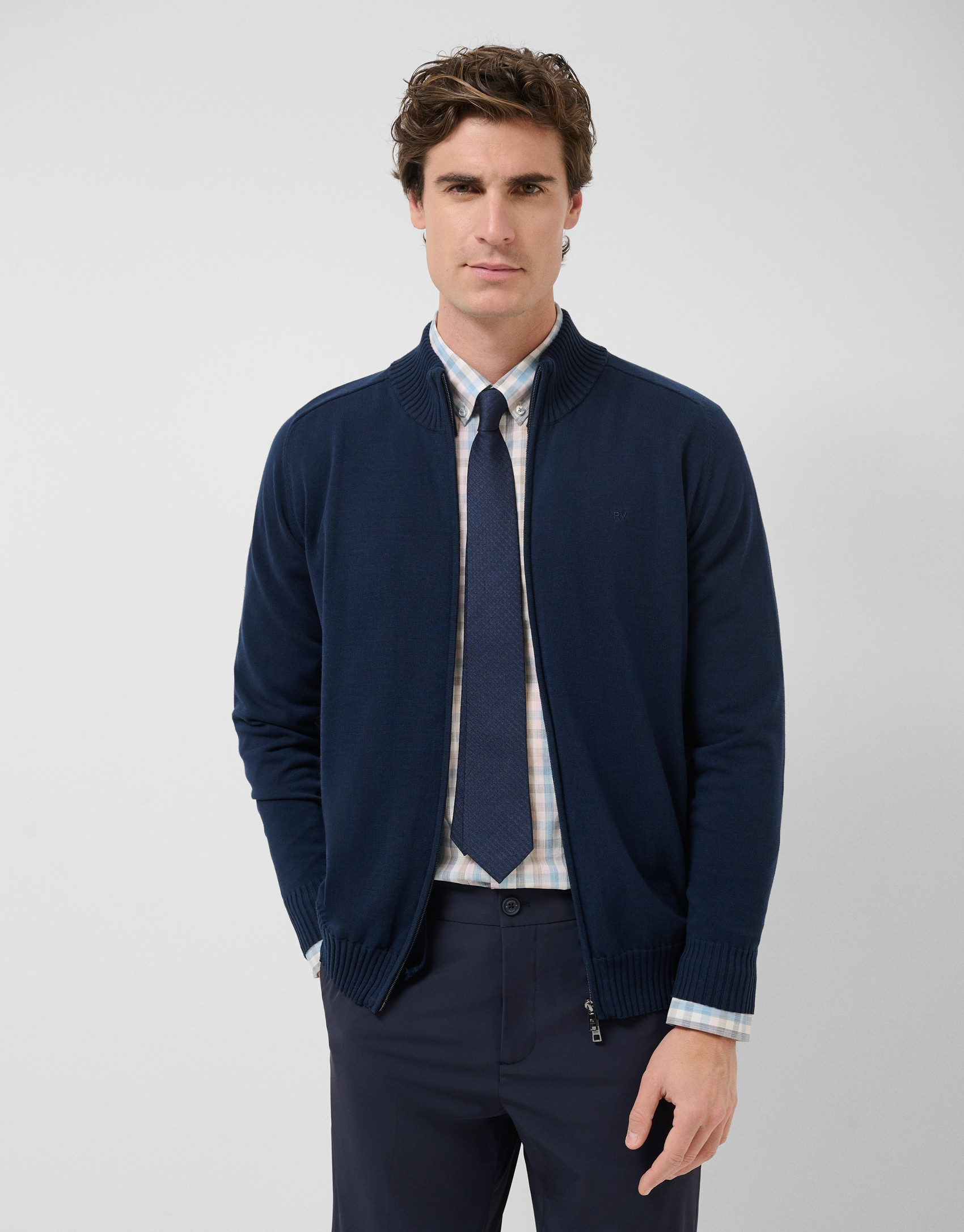 Navy zip-up jacket - Man - SS2026 | Roberto Verino